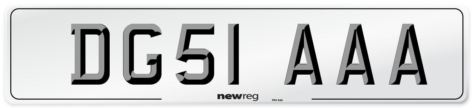 DG51 AAA Number Plate from New Reg